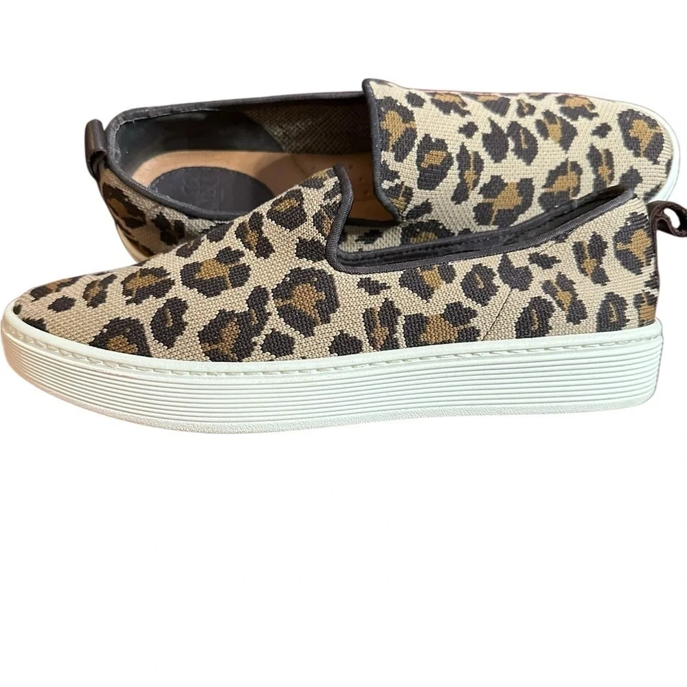 Sofft Leopard Tan Knit Print Somers Sneaker Slip-on Shoe - Picture 5 of 10
